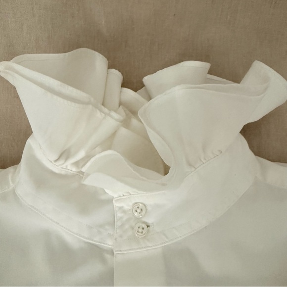 Ralph Lauren Tops - Ralph Lauren | White Ruffle Collar Button Up